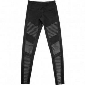 Alo Black High Waisted Moto Leggings Sz L